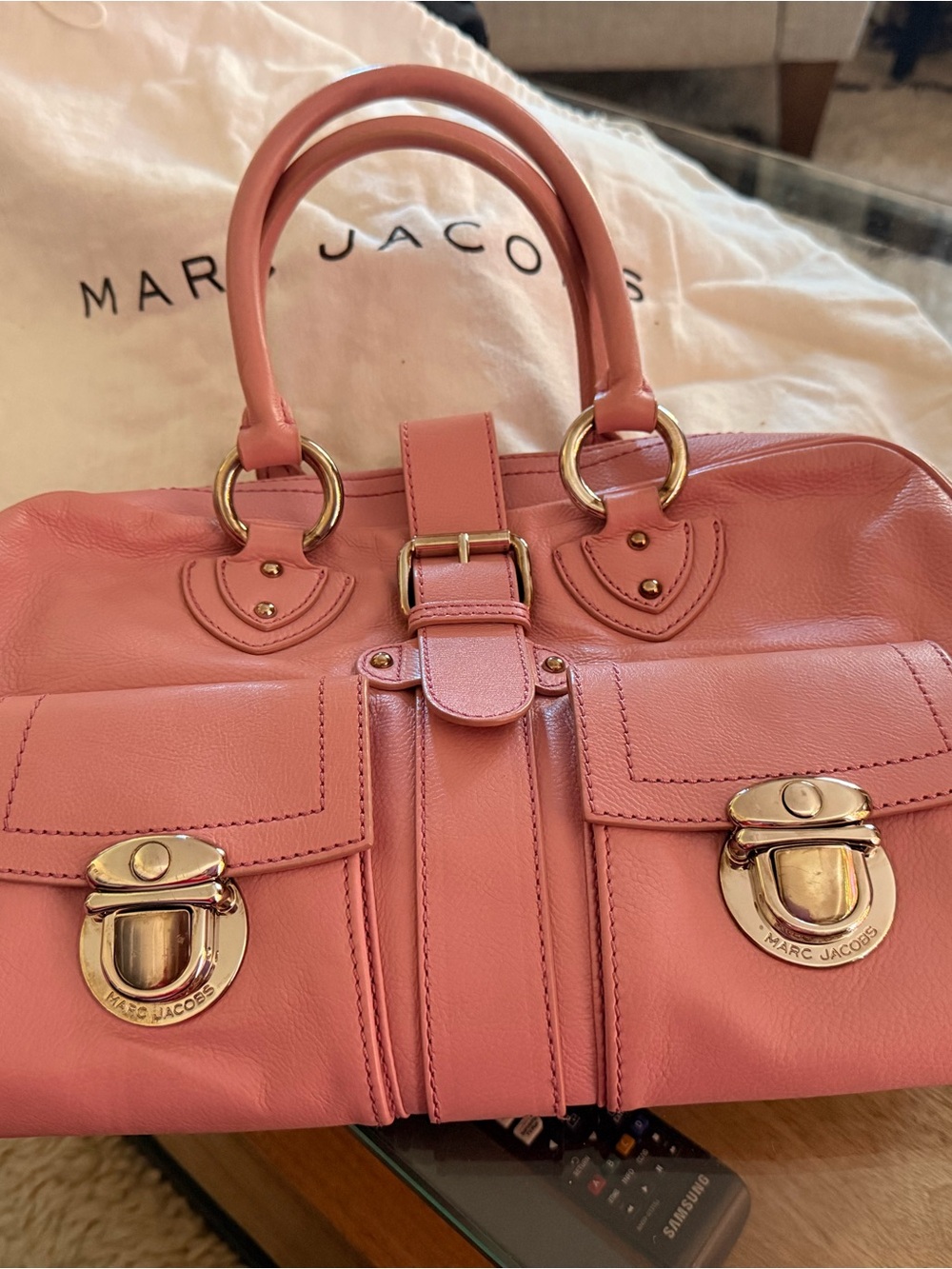 Marc Jacobs Pink Venetia Leather Satchel with Sivler Hardware